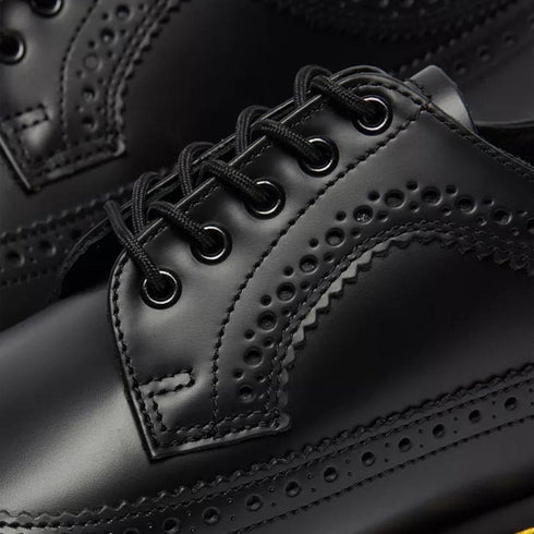 Dr Martens - 3989 Brouge Shoes Yellow Stitching Black Leather Wingtip